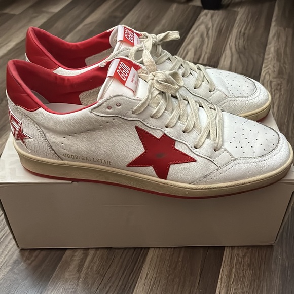 Golden Goose Ballstar 44 White/Strawberry Red Pre-Distressed - Picture 6 of 14